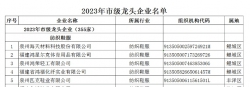 泉州市工业和信息化局关于印发2023年市级产业龙头企业名单的通知